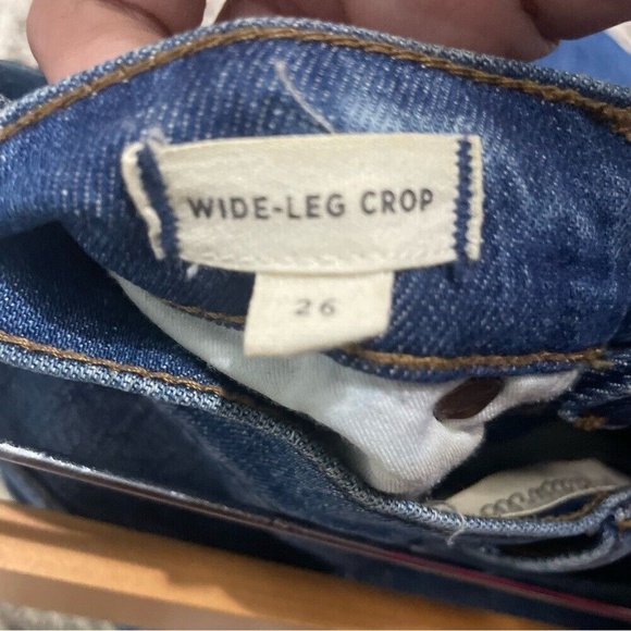 Madewell High Rise Wide Leg Crop Raw Hem Jeans size 26 -Medium Stone Wash Denim - Picture 8 of 10